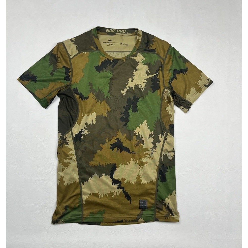 Nike Pro Hypercool Shirt Mens Small Green Camo Fitted Dri-Fit Performance